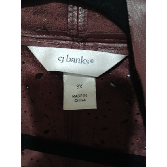 Cj Banks  Burgundy Perforated Open Drape Cardigan Vest Women's Sz 3xl - Picture 2 of 7